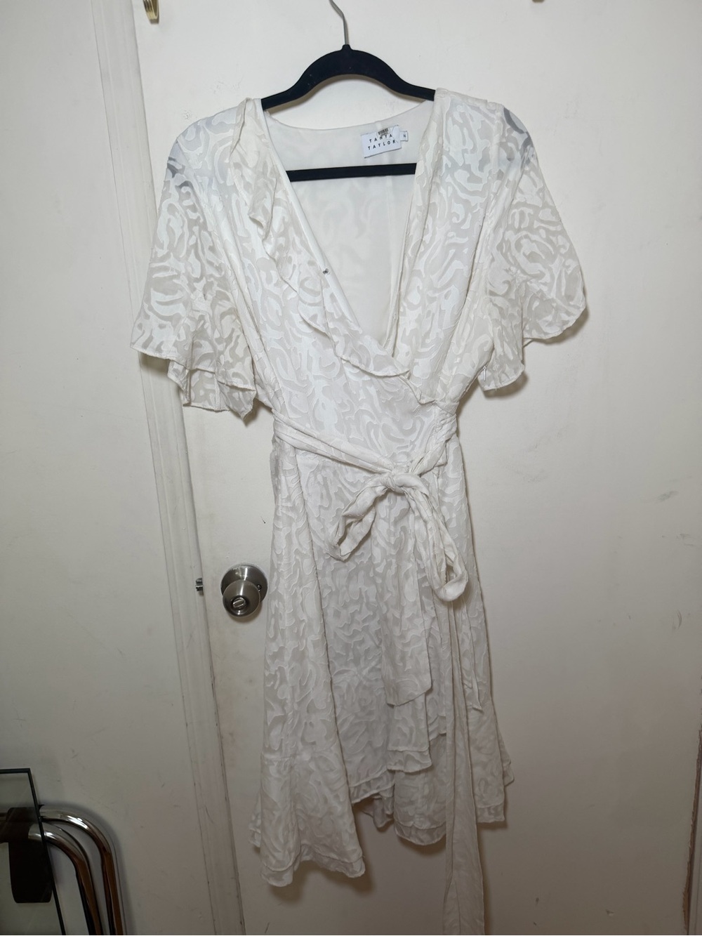 Tanya Taylor White Silk Wrap Dress